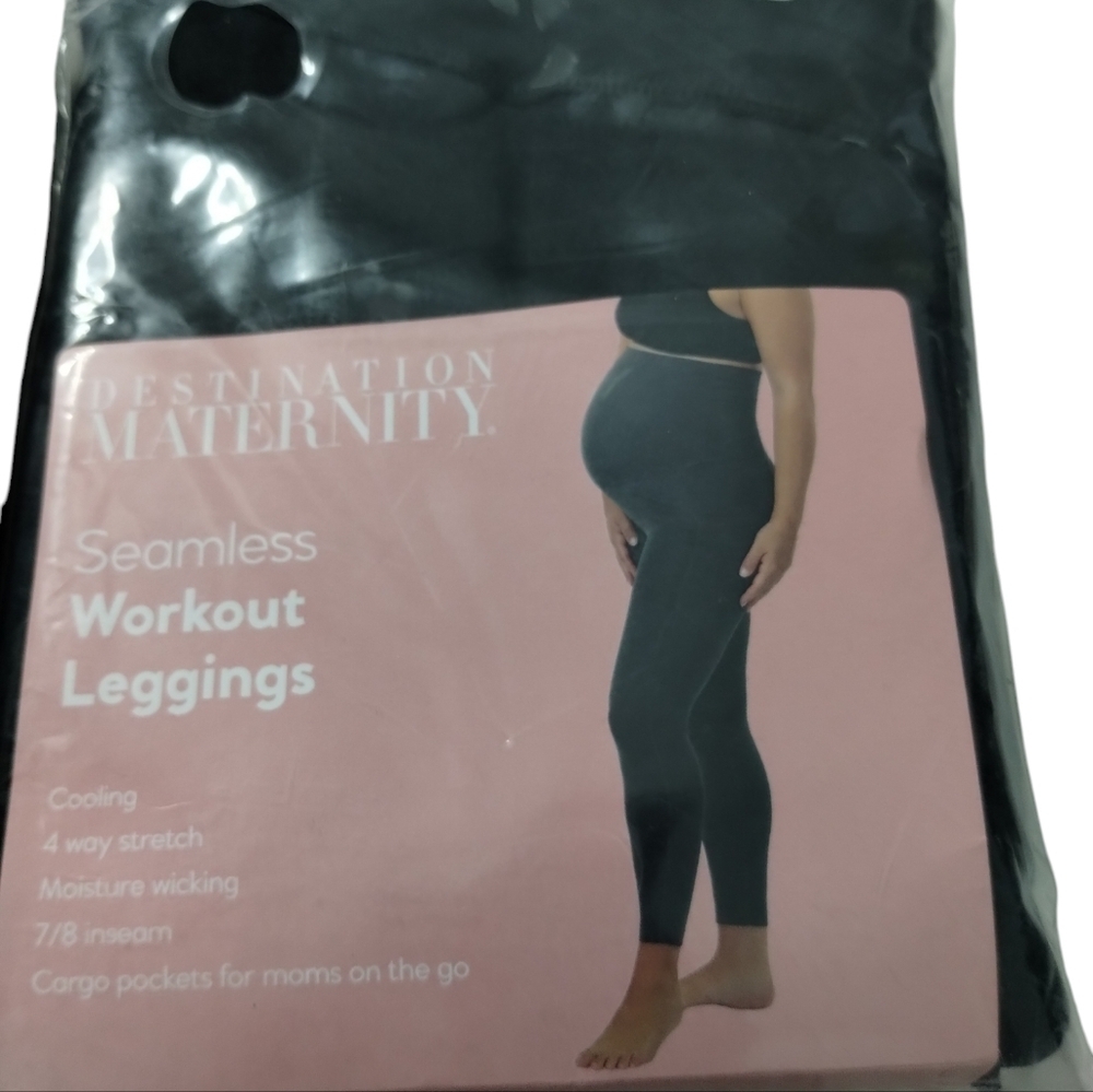2 Destination Maternity Seamless Maternity Active Black Leggings Comfort… - Picture 6 of 8